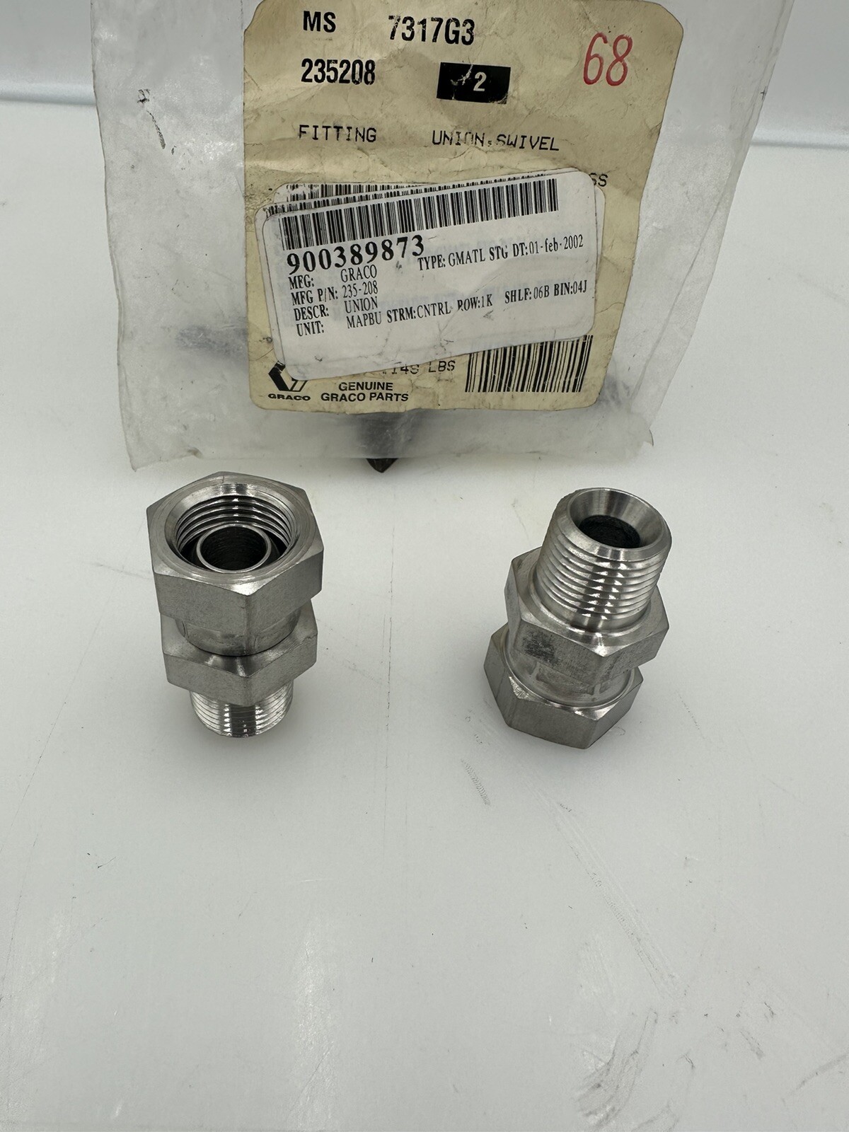GRACO 235208 Fitting Union Swivel 3/8MNPT X 3/8FNPSM SST Stainless ...
