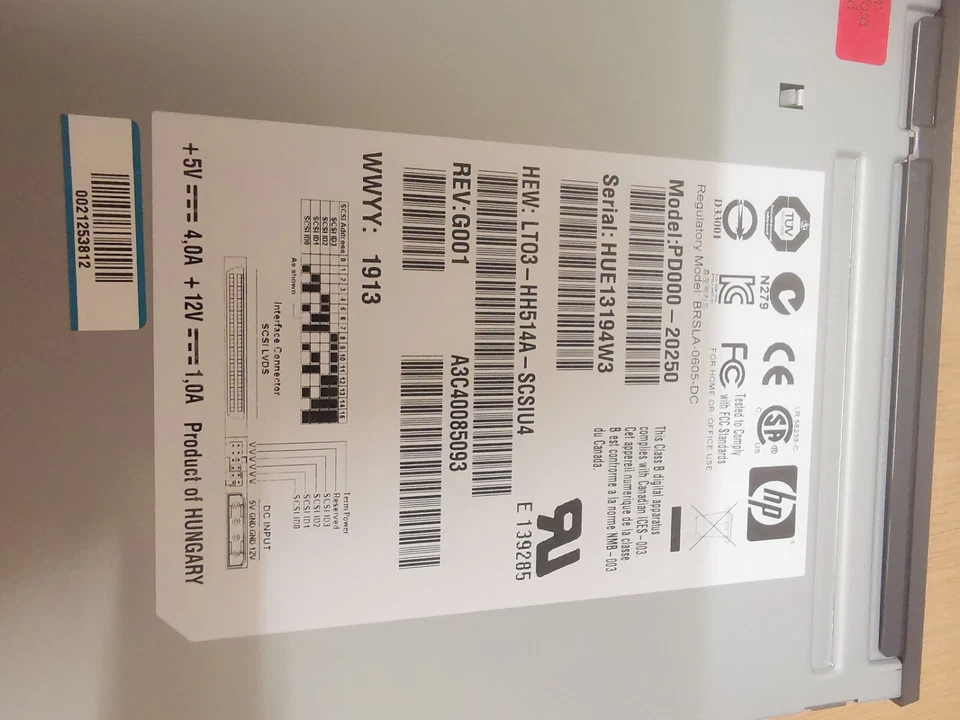 HP PD000-20250 LTO-3 HH SCSI LVD Standalone internal Tape Drive 400GB 800GB - Image 2 of 4