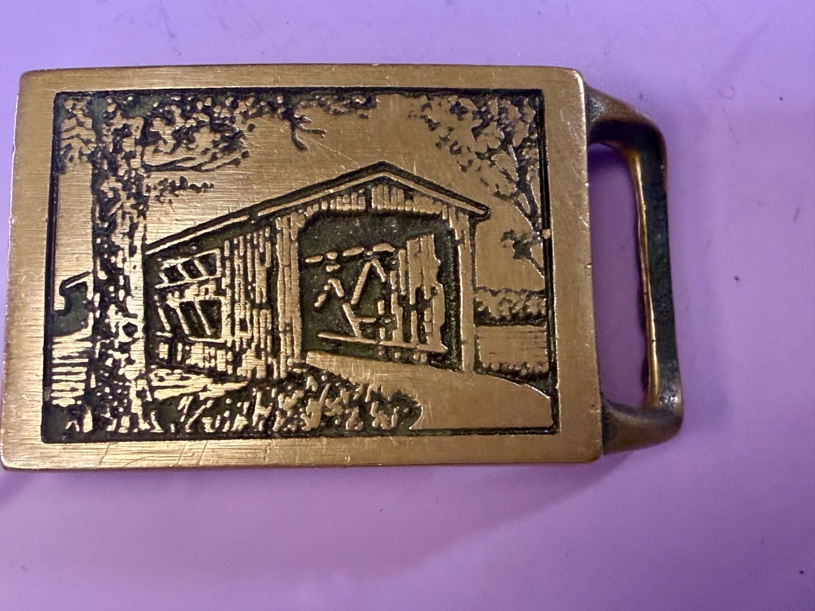 Historic Langley Covered Bridge Solid Brass  1975… - image 11