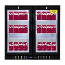 NSF CSA 2 Glass Door Back Bar Cooler Beer Refrigerator 36" Counter Height W/ LED