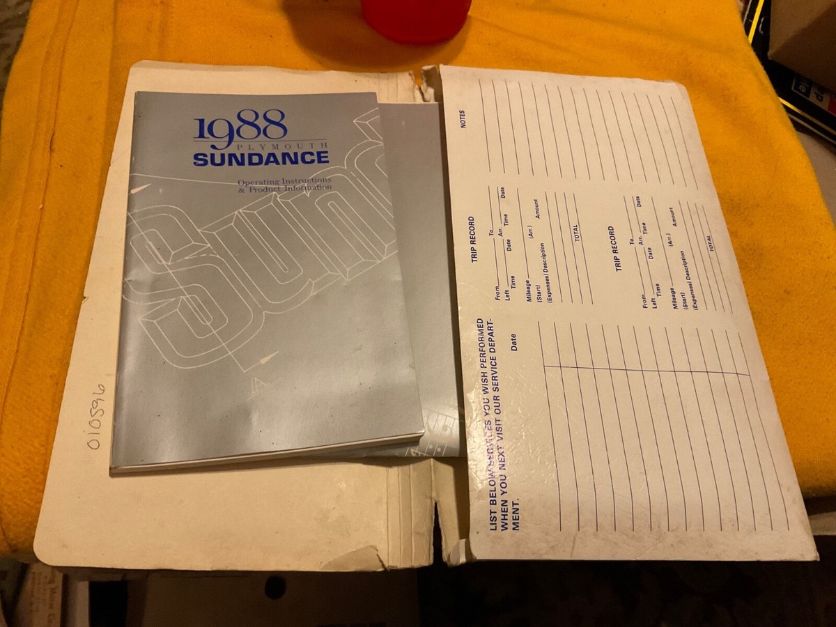 1988 Plymouth Sundance Owners Manual & Folder Prudent Levittown NY