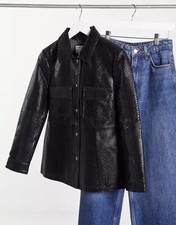 Muubaa Black Patent Leather Shacket Jacket 6 Xs New £400 Snake