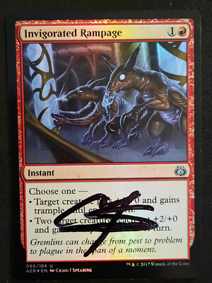 MTG FOIL Invigorated Rampage Artist Signed (Craig J Spearing) Aether Revolt NM 