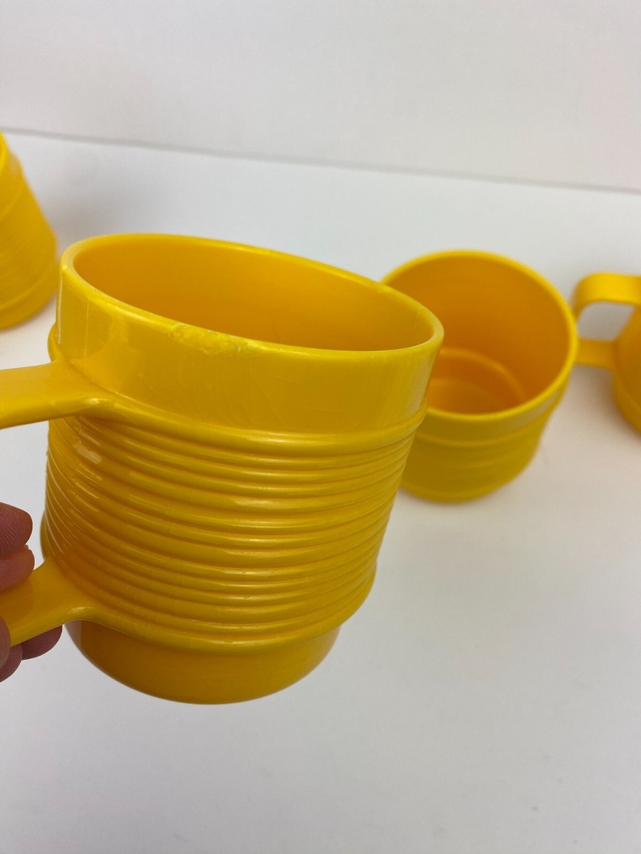 RARE Lot De 6 Tasses À Café Vintage Signées Sy Clément France Jaune