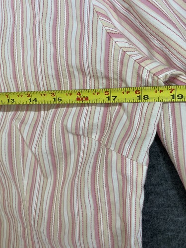 Shaver Lake Button Down Shirt 3/4 Sleeve Pink White Stripes Women’s Size Small - Picture 8 of 13