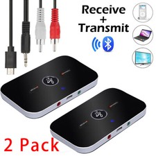 2x Bluetooth V4 Transmitter Receiver Wireless A2DP Audio 3.5mm Aux Adapter Hub