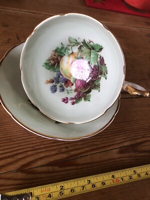 Seltene Regency Vintage Bone China Sommer Früchte Teetasse Untertasse Schrank tdg12