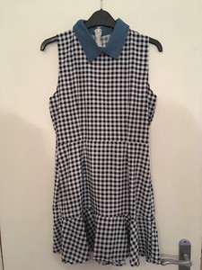 black and white check pinafore