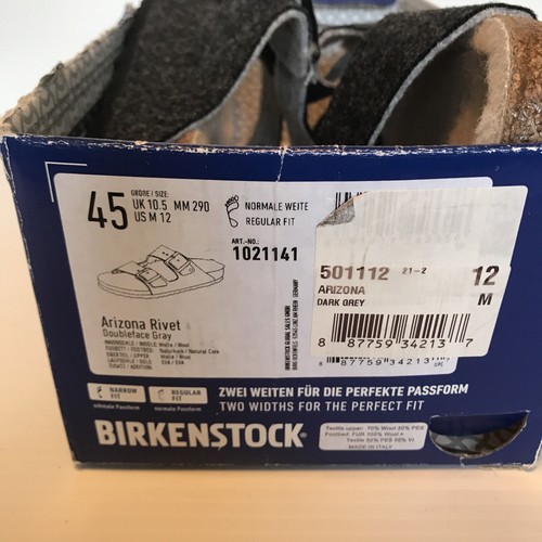Sandali Birkenstock Arizona Rivet Slides Grigio Scuro Da Uomo 12 M - Foto 21 di 21