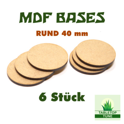 MDF BASE / Rund 40 mm / 3 mm Stark / 6 Stück