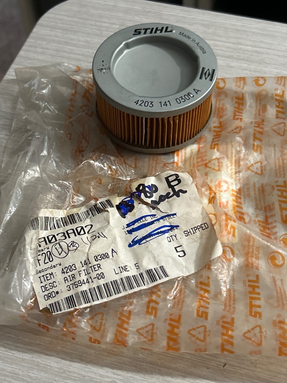 Stihl OEM Chainsaw Air Filter Part 4203-141-0300A for D65 Models