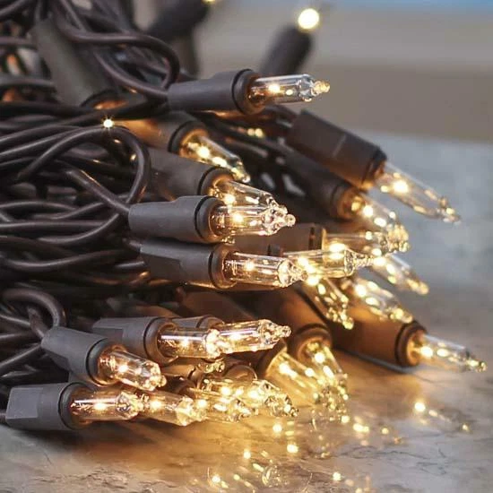 Juego de luces de Navidad transparentes de 100 quilates cable de alambre marrón artesanía primitiva Foto 2 de 3