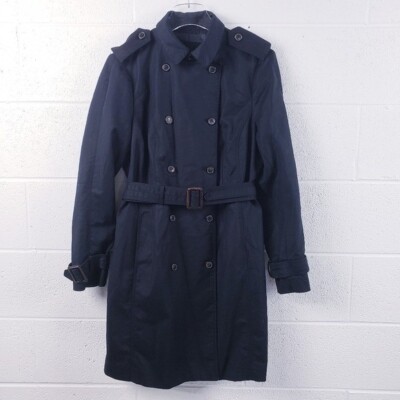 Zara Double Breasted Trench Coat Black Belted Water Resistant Size XL