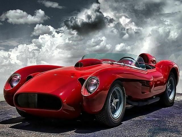 Ferrari Race Car w/Spoke Wheels & 12Cyl. Engine Custom Metal Body1:24SCALE MODEL