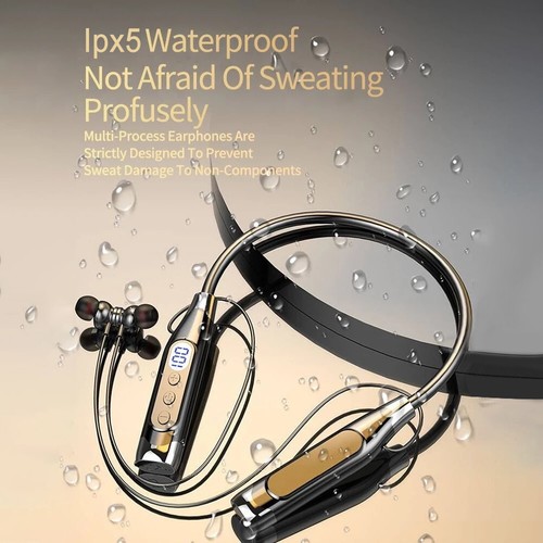 Magnetic Headphones Neck Wireless Headset Bluetooth 5.4 HiFi Stereo Headphone - Photo 9 sur 27