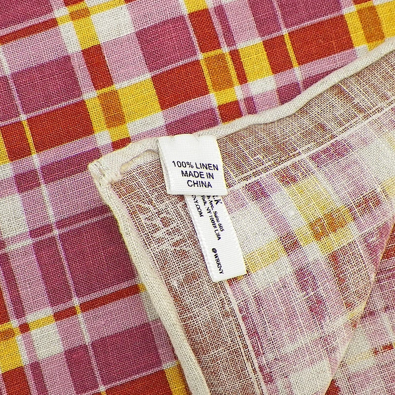 WRK Mens Pink Brown Rose Burnt Orange PLAID Linen Pocket Square NWT - Image 2 of 2