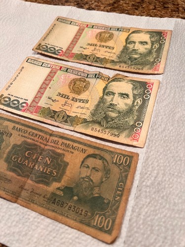 2-Banco Central de Reserva Del Peru - 1000 & 1 Banco Central Del Paraguay 100 - Picture 3 of 4