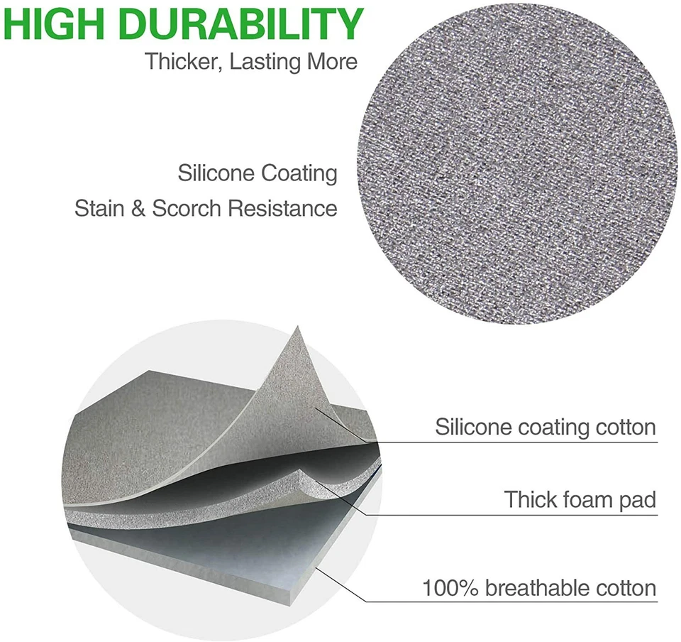 Cubierta para tabla de planchar 15 x 54 resistente a quemaduras y manchas acolchado grueso 4 sujetadores Foto 2 de 4