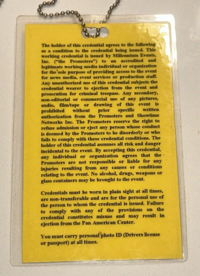 Cordón de boleto insignia de pase de boxeo Kostya Tszyu Julio César Chávez 29/07/00 Foto 3 de 3
