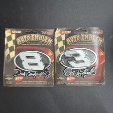 Dale Earnhardt & Jr Auto Emblem #8 & #3 NASCAR Metallic Silver USA ProMark 2002