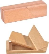2 Pack Handmade 3D Brain Teaser Puzzle Box - Secret Opening Magic Wooden Mysteri