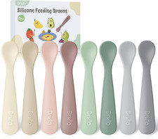8 Pcs Silicone Baby Spoons Infant Utensils for First Stage Feeding Soft Chewab