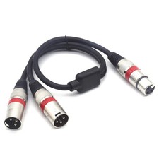 XLR Splitter Cable - XLR Female to Dual Male 3 Pin Patch Y Cable Balanced Mic...