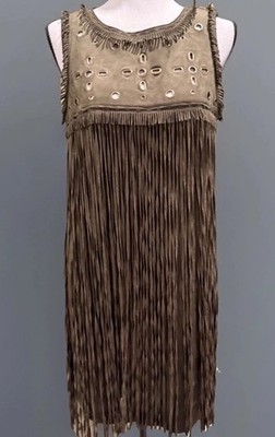 Chelsea & Violet Women's Y2K Brown Faux Leather Fringe Shift Dress Stretch 70s S | eBay Chelsea & Violet Women's Y2K Brown Faux Leather Fringe Shift Dress Stretch 70s S | eBay