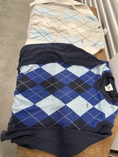 Lot Of 2 Lacoste Sweater Mens 5 Argyle Diamond Knit Gator Logo V Neck Pullover