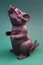 Vtg Greenbrier International Halloween Black Rat Squeaker Squeaky Toy, Red Eyes