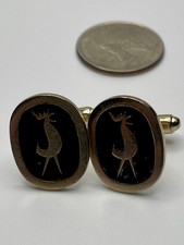 Vintage Anson Rooster Gold Tone Atomic Cufflinks