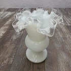 Fenton Silver Crest Milk Glass Ruffled Vase 7"
