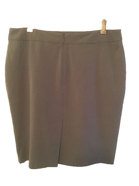Gray Pencil Skirt for Work & Business, Stretch Knee Length, Back Zipper Size 16