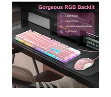 Gaming Keyboard and Mouse Combo, K1 RGB LED Backlit Wired Keyboard with 104 K...