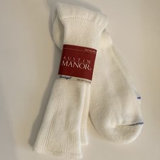 Austin Manor Vintage Dead stock Mens 10-13 White Socks Orlon Blue Toe Seam USA