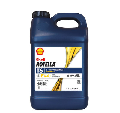 Shell Rotella T6 Full Synthetic 15W-40 Diesel Engine Oil, 2.5 Gallon
