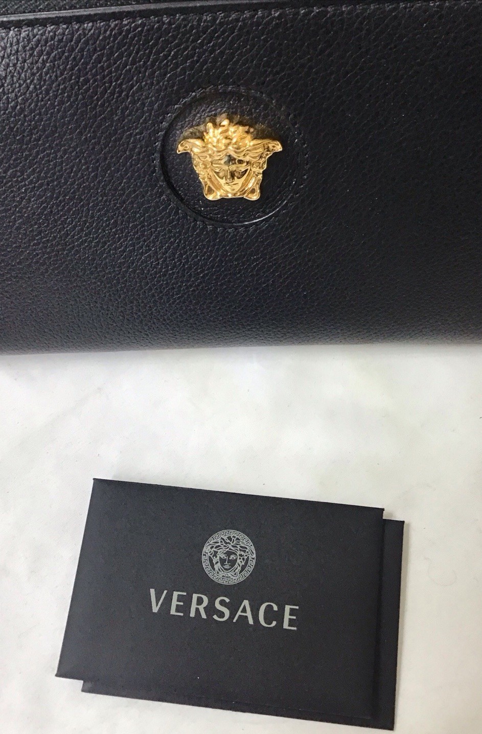 Versace Wallet Rectangle Black Pressed Pebbled Le… - image 3