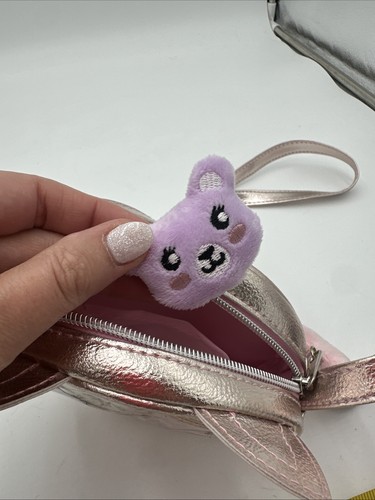 Rainbow Sugar Rose Gold Metallic Cat Cross Body Bag Girls With Little Plushies - Picture 13 of 16