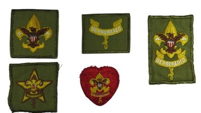 1950s-60s Boy Scouts Complete Rank Set Tenderfoot - Life Patch WORN (WSJ1043)