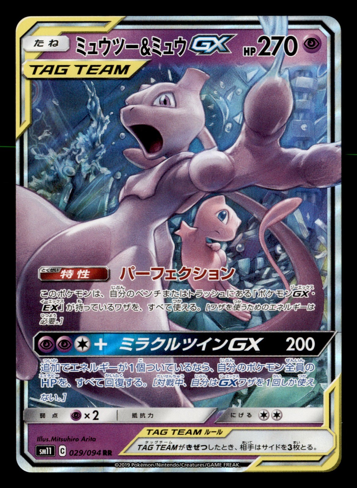 Mewtwo & Mew GX Holo Double Rare SM11: Miracle Twin 029/094 NM
