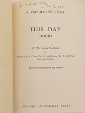 Vaughan Williams, Ralph. "This Day: A Christmas Cantata" PARTITURA VOCAL FIRMADA