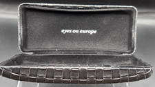 Vintage Eyes On Europe Black Woven/Reptile Texture Hard Clamshell Eyeglass Case