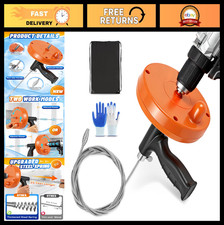 25ft Drain Auger Snake with Drill Adapter - Flexible Clog Remover Tool for Kitch