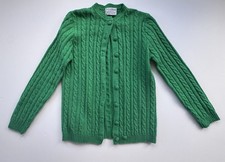 British Vogue Wintuk Cardigan Sweater Green Womens Granny Made in USA Vintage
