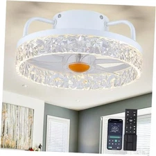 White Ceiling Fans with Lights and Remote - Low Profile Flush White-13" 7867