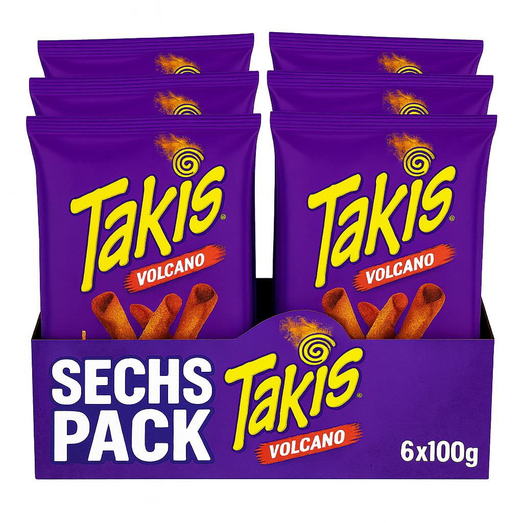 (2,65 EUR/100g) Takis Volcano Tortilla Chips 6x100g SechsPack