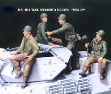 1/35 Scale WWII U.S. M10 Tank Infantry Figures Set 4 Resin Soldiers Model Kit