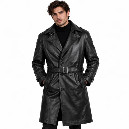 Resident Evil Requiem RE9 Trench coat Zeno Black Leather Coat,  Cosplay image 2