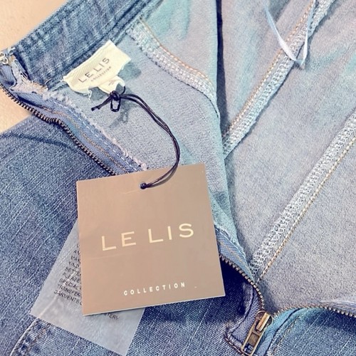 Le Lis Strapless Denim Mini Dress Women’s Small Flare Hem Zip-Up Back - NWT - Picture 7 of 8