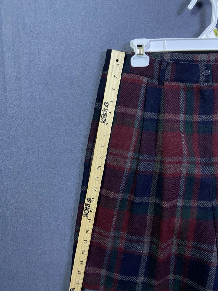 Vintage Sag Harbor Shorts Red Plaid Wool Blend Baggy Preppy Retro Women's 16 VTG - Image 3 of 4